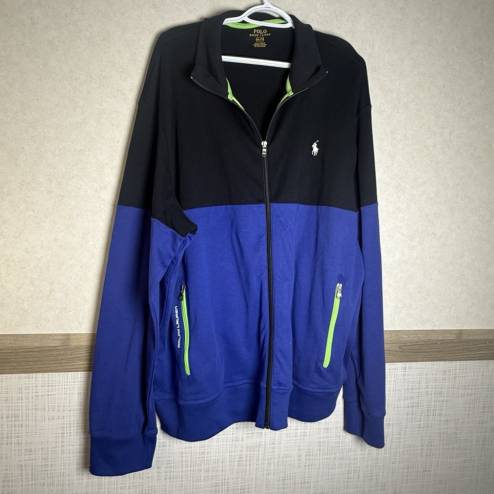 Polo Ralph Lauren Track Jacket Mens Blue Full Zip Pony Logo Performance XXL